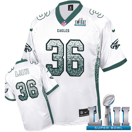 Nike Eagles #36 Jay Ajayi White Super Bowl LII Men's Stitched NFL Elite Drift Fashion Jersey